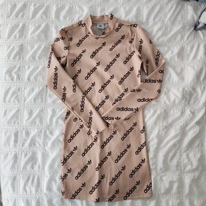 Adidas Women's Beige Logo Long Sleeve Dress